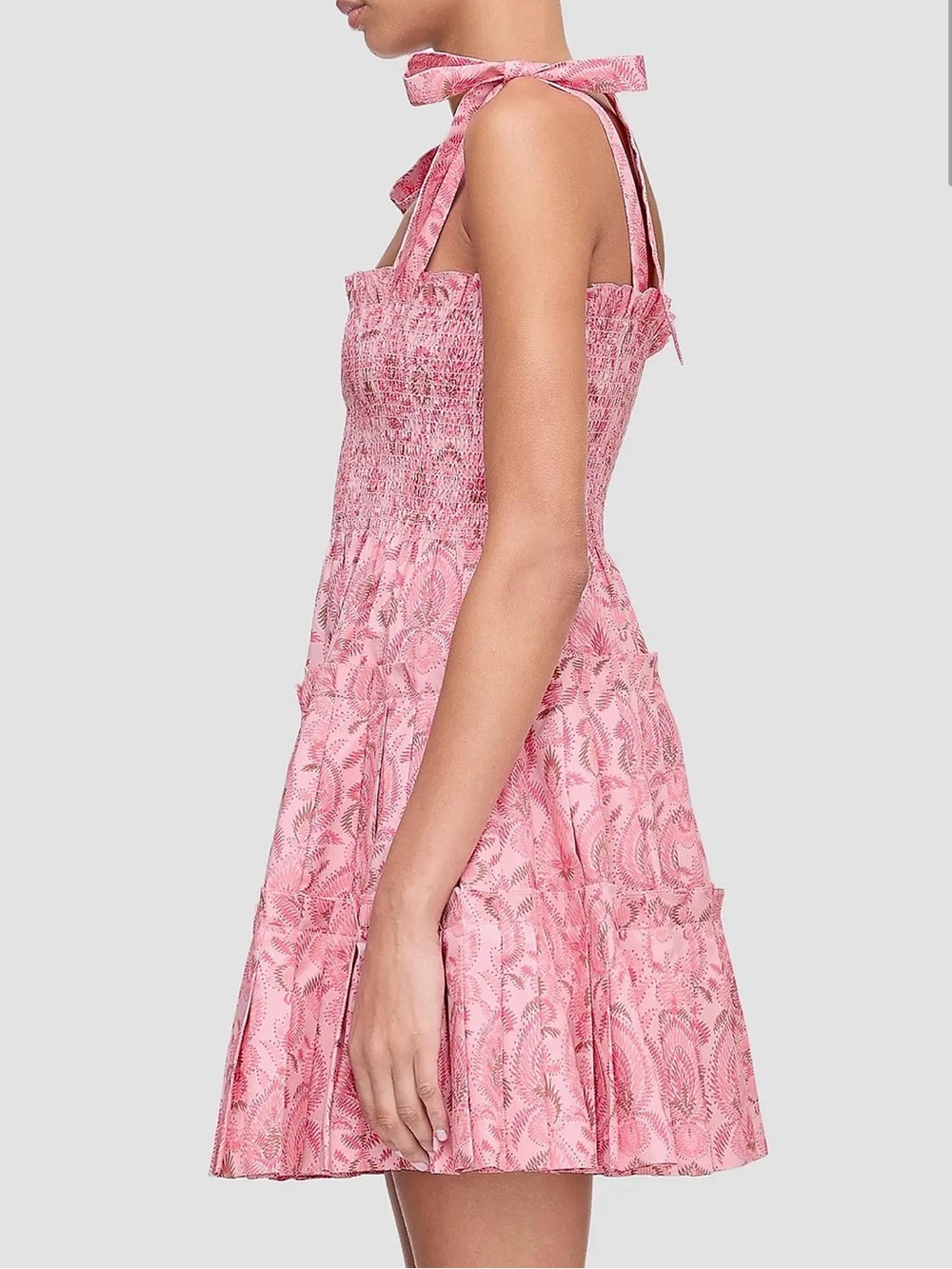 Hill House Home The Ribbon Charlotte Nap Dress Mini - Pink Palm Ikat - Picture 3 of 5